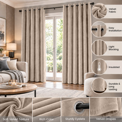 Imperial Homeware London Velvet Room Darkening Curtains
