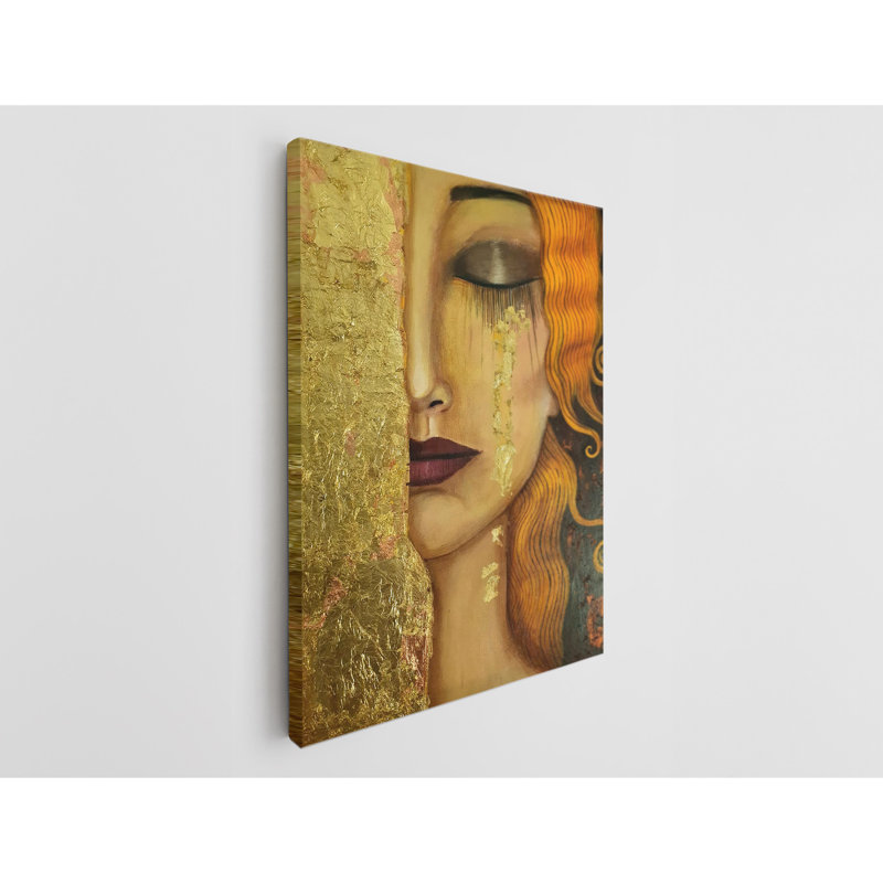 «Freya’s Tears Reproduction» par Gustav Klimt, peinture sur toile tendue, H 24 po x l 16 po x P 2 po