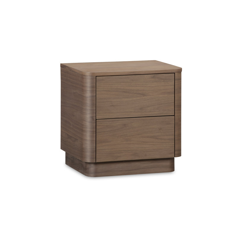 Mille 2 - Drawer Solid Wood Nightstand, Walnut