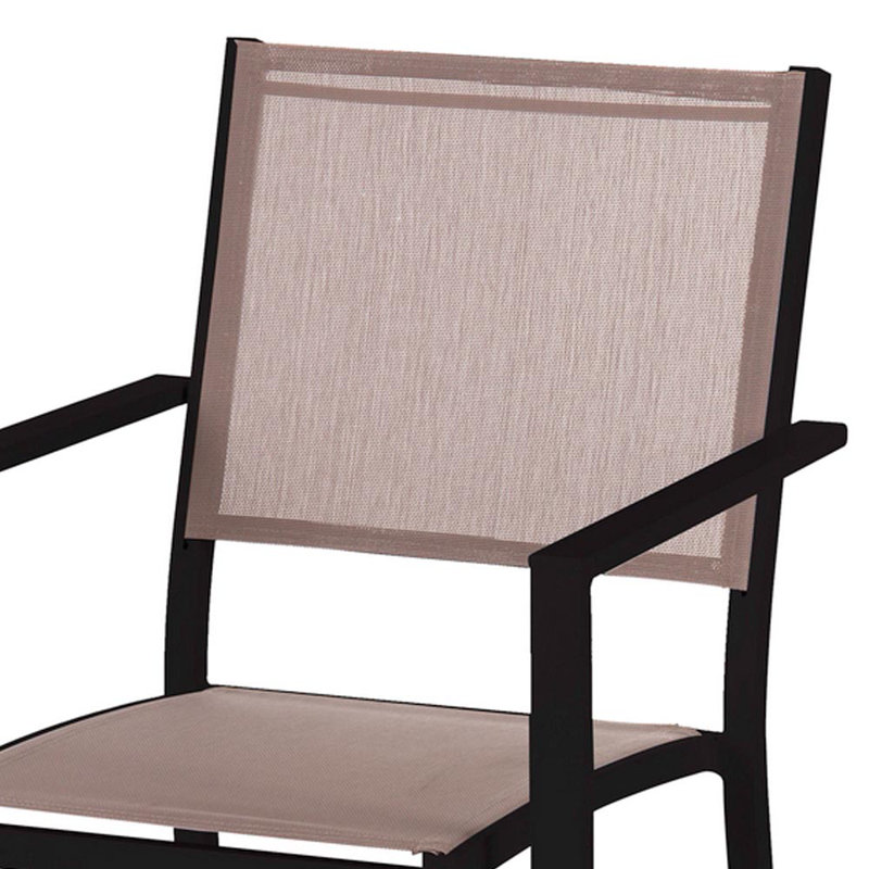 Zuckerman Stacking Patio Dining Armchair with Cushion, Graphite/Taupe