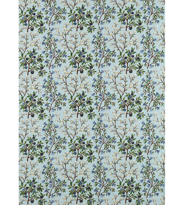 Foraging Embroidery Fabric, Blue/Green
