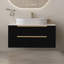 Meuble-lavabo moderne polyvalent de 36 pouces avec lavabo en céramique, noir et or
