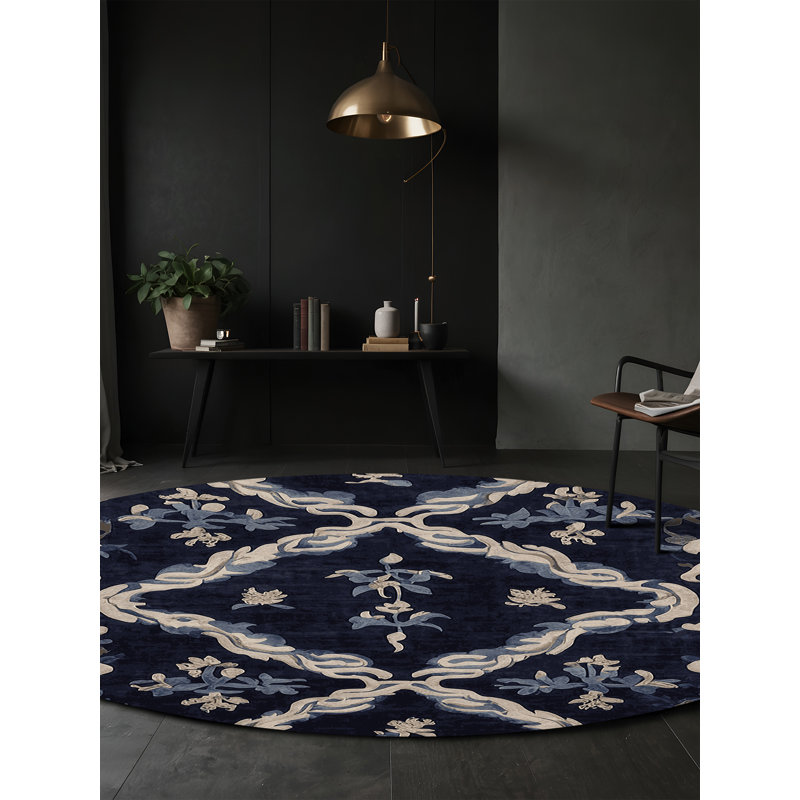 Tapis gris lavable à la machine, Rond 4 pi