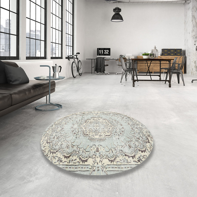 Tapis bleu ciel / gris clair Derk, Rond 8 pi