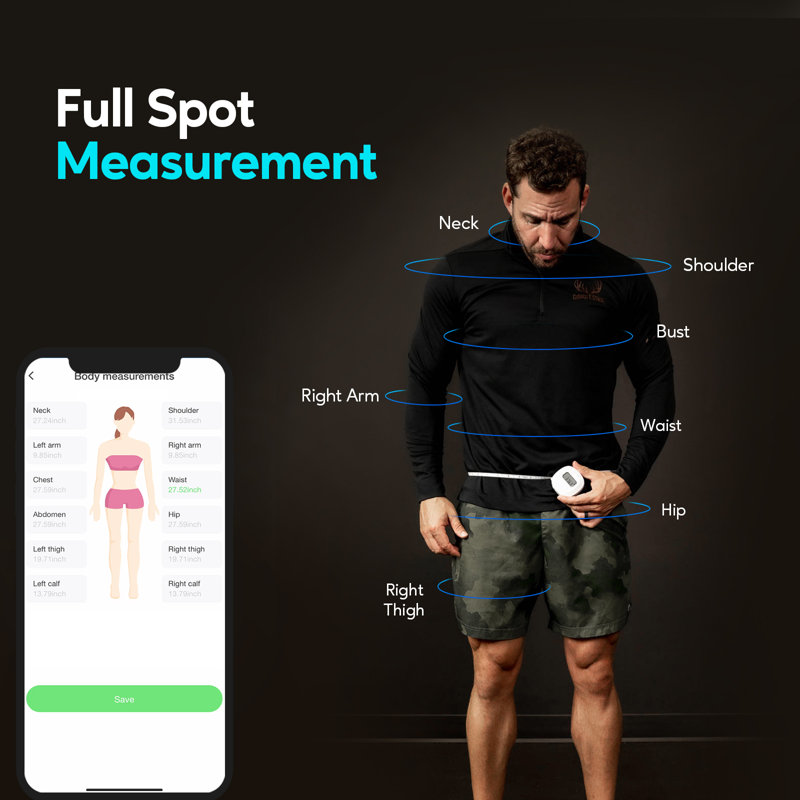 Arboleaf Smart Body Measuring Tape with App Sync, Digital Body Tape Measure 60in, Track Waist, Arms & Body Measurements for Fitness & Weight Loss Progress