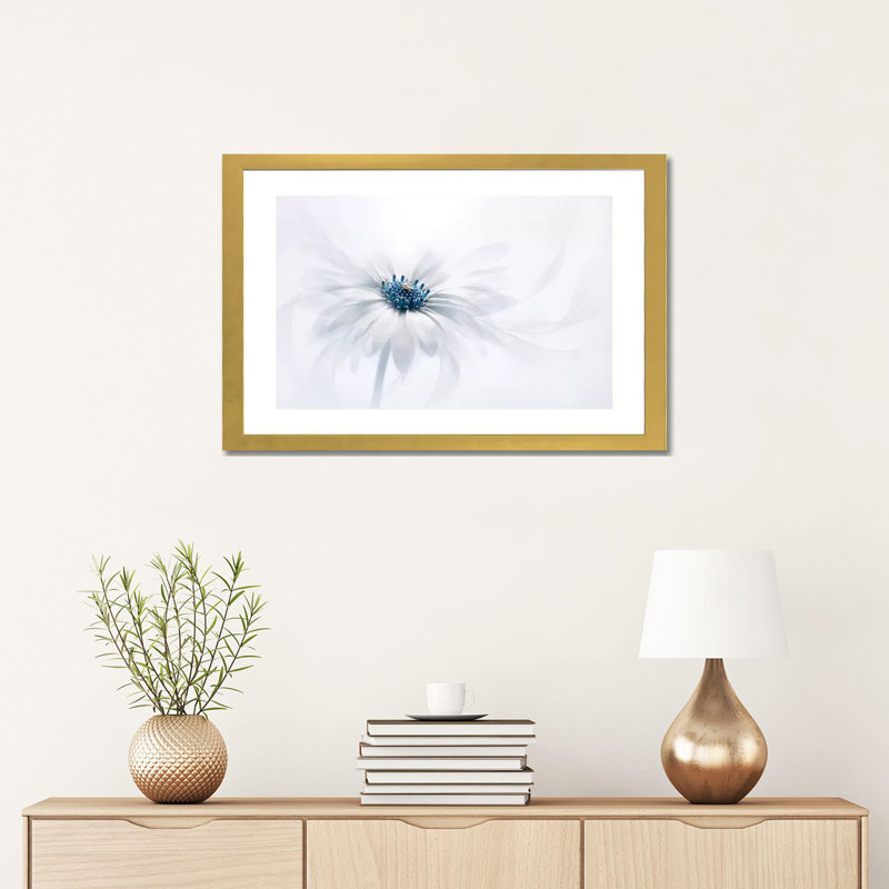 " Serenity " by Jacky Parker, White, 16'' H x 24'' W x 1'' D, Gold Paper