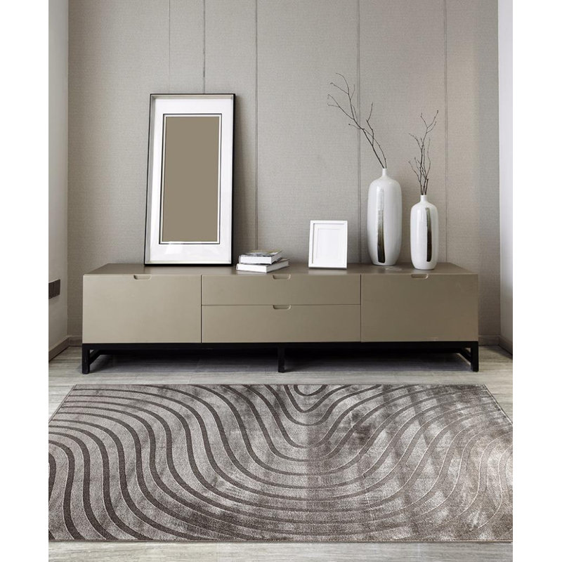 Castillo Abstract Beige Indoor Area Rug, Rectangle 4' x 5'