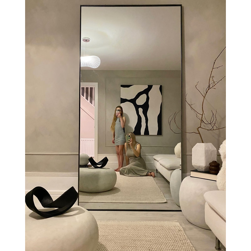 Extra Large Rectangular Metal Full Body Mirror for Bedroom/Gym/Hair Salon, 71" x 32", Black