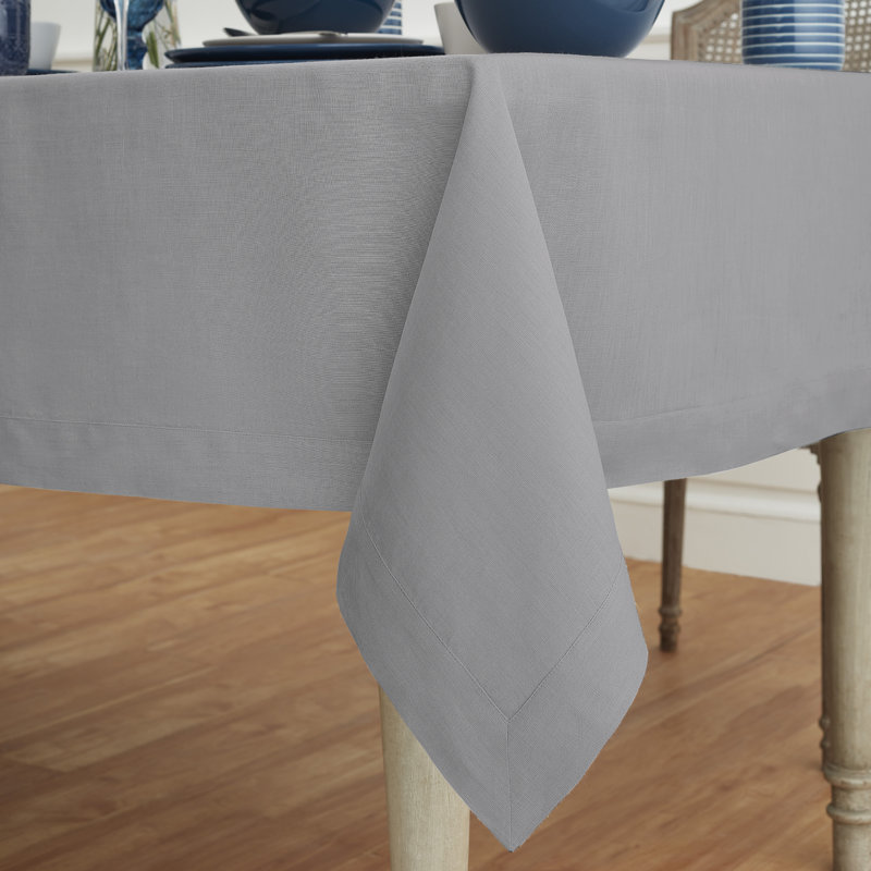 100% Pure Linen Tablecloth - Fete, Soft Gray, 120" L x 60" W