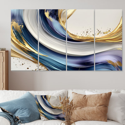 Golden Silence Of Minimal arble Waterfall III - Silence Art - Modern Wall Art Decor Set