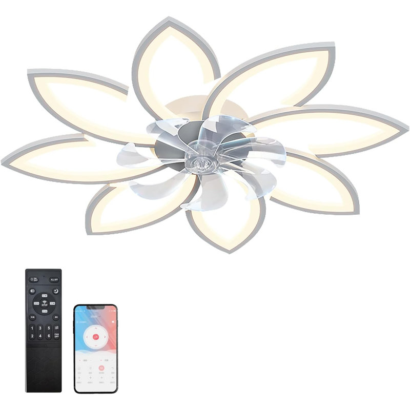 LED Ceiling Fan Quiet dimmable Fan Light Ceiling Light with Remote Control and APP Control