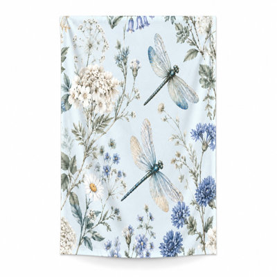 1Pcs Dragonfly Floral Beach Towel, Featuring Delicate Dragonflies and Wildflowers in a Vintage Botanical Illustration Style. Large Microfiber, Perfect for, Pool, Travel, Unisex.