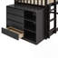 Lit superposé simple au-dessus de simple avec 4 tiroirs, 3 tablettes et une structure en bois de pin massif pour économiser de l'espace et du rangement-881558832-881558837