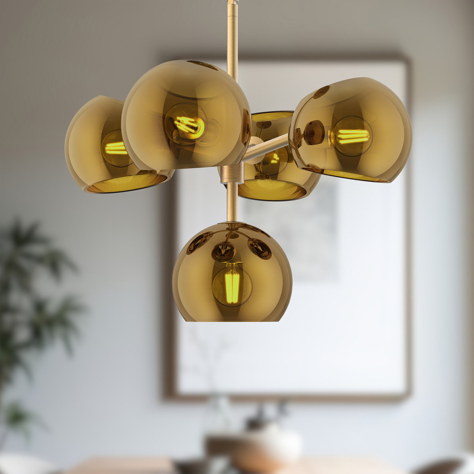 Willow 5 - Light Sputnik Chandelier, Brushed Gold, Copper