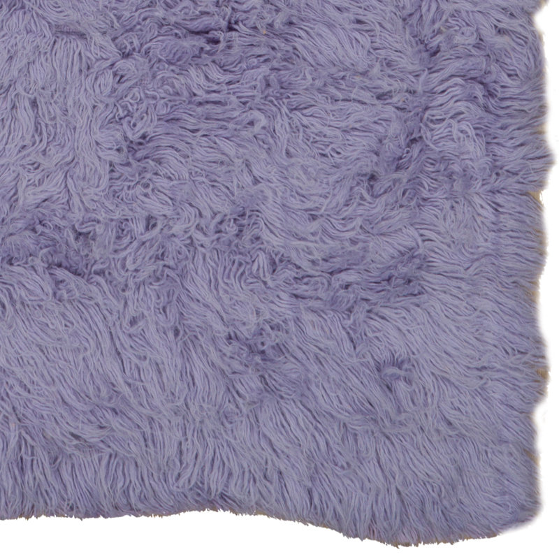 Alamin Flokati Wool Shag Hand Loomed Pastel Violet Rug, Rectangle 2'4" x 4'8"