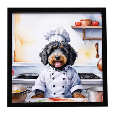 Bernedoodle The Chef Framed Metal Print
