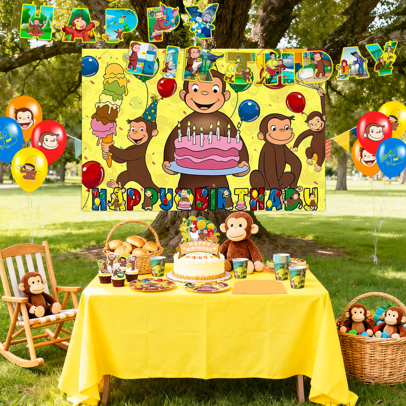 Ensemble de 110 pièces de décoration de table et de vaisselle Curious George