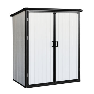 Rangement extérieur imperméable de 5 pi x 3 pi: Armoire en résine verrouillable pour les vélos et les articles de patio, espace de rangement protégé et spacieux avec portes fonctionnelles et amplement polyvalent