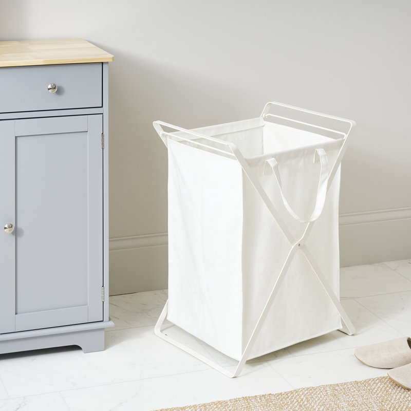 Panier à linge en métal, Blanc, Grand (25,2 po x 14,8 po x 19,4 po)