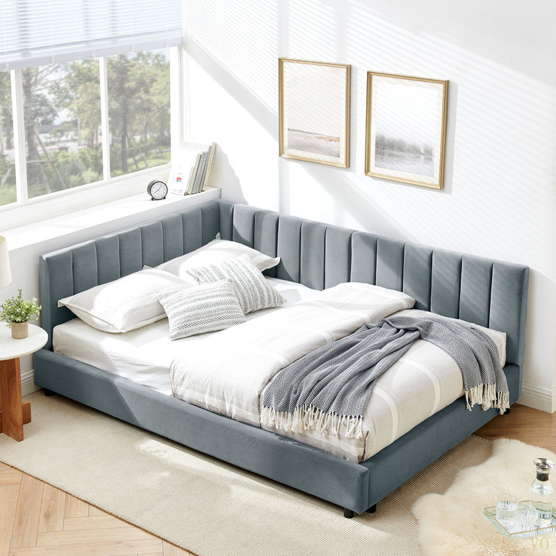 Full  Upholstered Tufted Bed Frame, Sofa Bed Frame With Comfortable Backrest And Armrests, Full  Bed For Bedroom, Living Room,Velvet(81''*60''*29.5'')