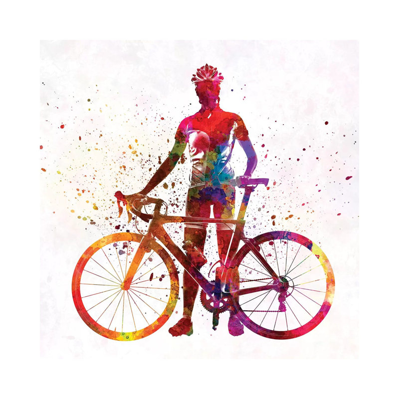 Woman Triathlon Cycling by Paul Rommer - Wrapped Canvas Painting, 30.48cm H x 30.48cm W x 1.91cm D