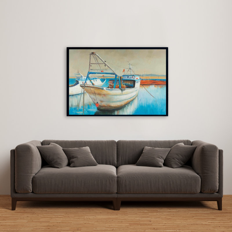 "Bateau de pêche" sur toile, H 24 po x l 36 po