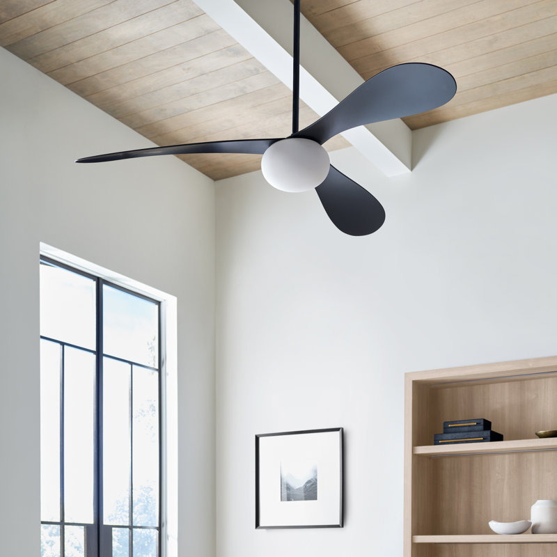  Ventilateur de plafond d'intérieur à DEL Drape Smart 58 avec tige filetée, pales en ABS noir minuit et télécommande portable