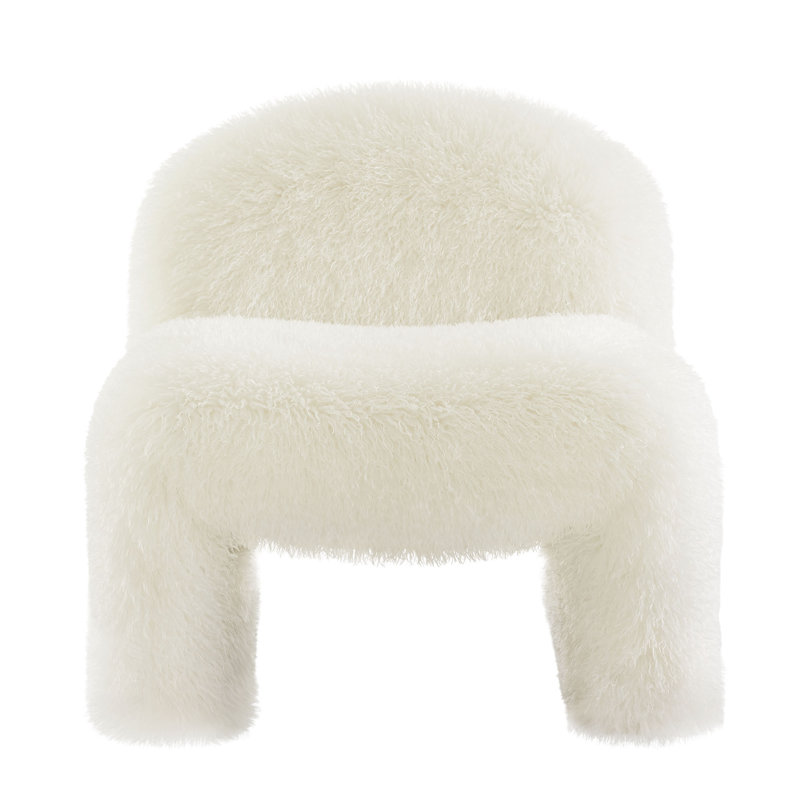 Mina Faux Fur Accent Chair In White, White