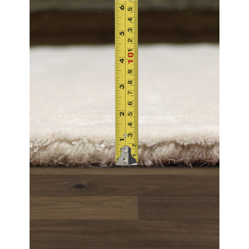 Ivory Hand-Tufted Wool and Viscose 9' x 12' Rectangular Rug