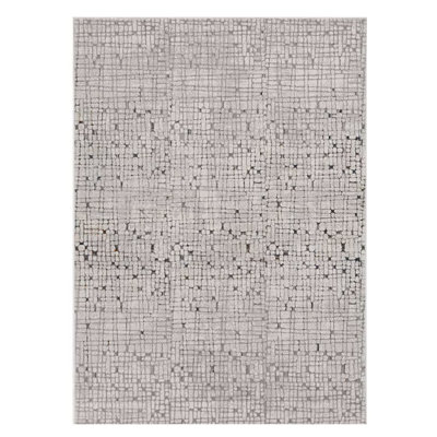 8' X 11' Charcoal and Ivory Abstract Area Rug