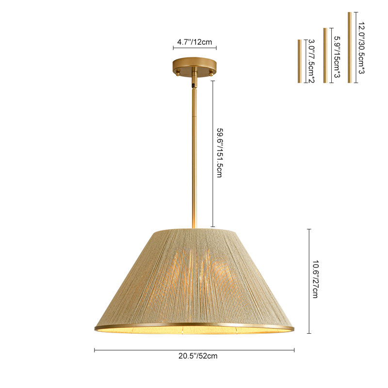Luminaire suspendu conique 1 lumière