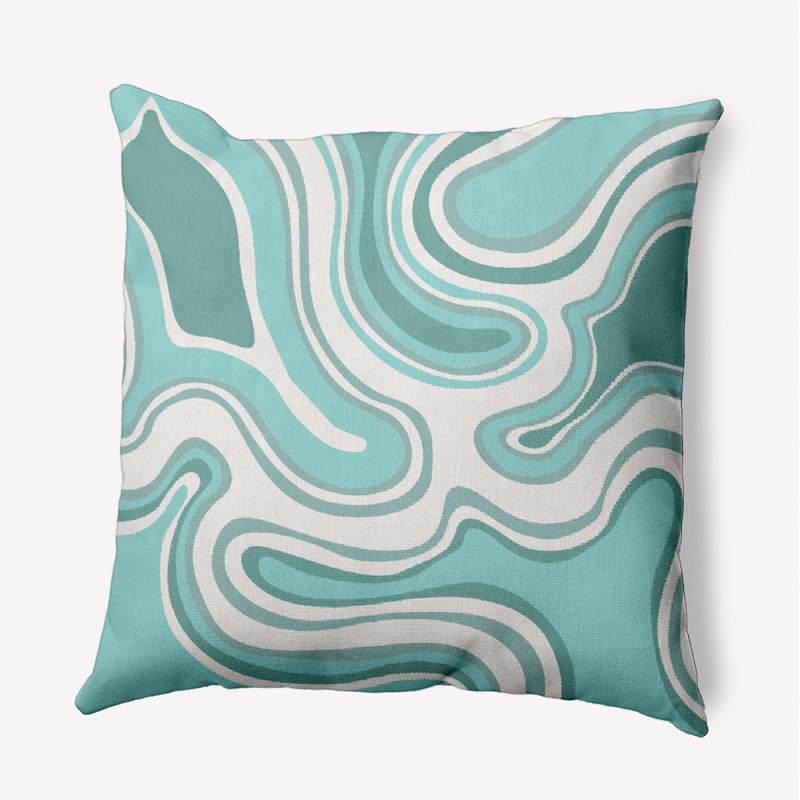 Housse et insert de coussin géométrique en agate de plage, H 20 po x l 20 po, Motif ondulé / bleu