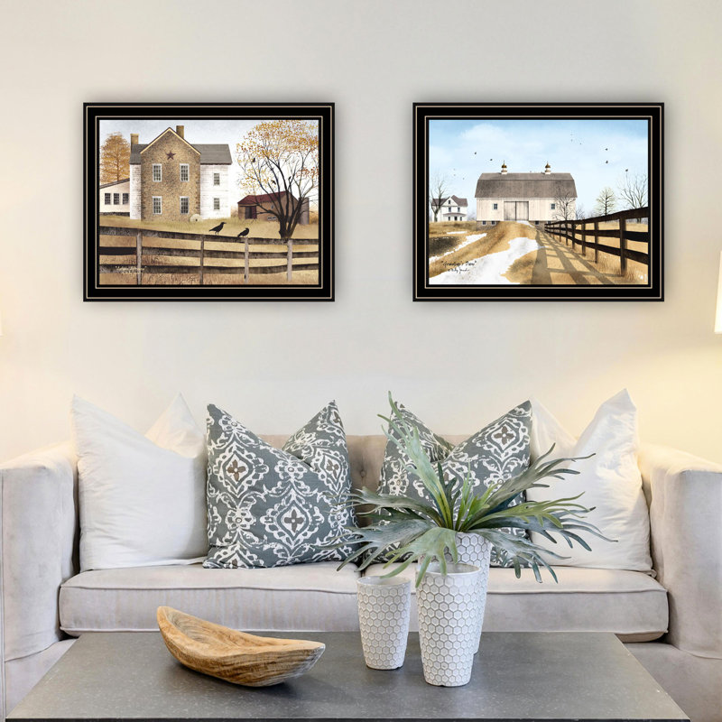 Décor 4U 2, art pour chambre à coucher, grange d'automne de grand-père, maison encadrée noire, impression murale de salon, chambre à coucher, maison