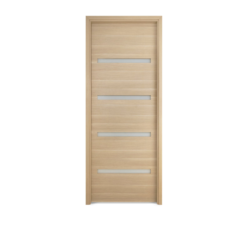 Porte intérieure moderne pré-suspendue en chêne blanc préfini Urban Vetro, L 32 po x H 96 po, À gauche