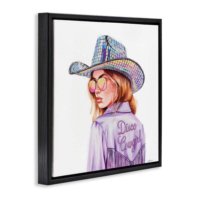 Cadre flottant mauve disco, par Amanda Greenwood, Cadre flottant noir de jais, H 18 po x l 18 po