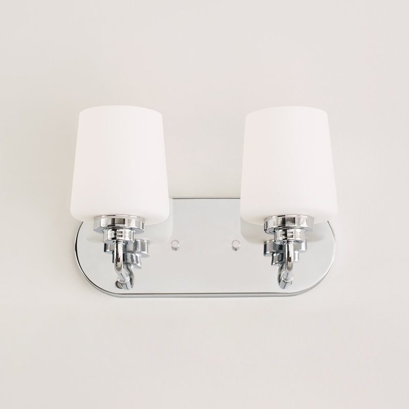 Elegance Chrome 2-Light Vanity with Etched White Glass Shade