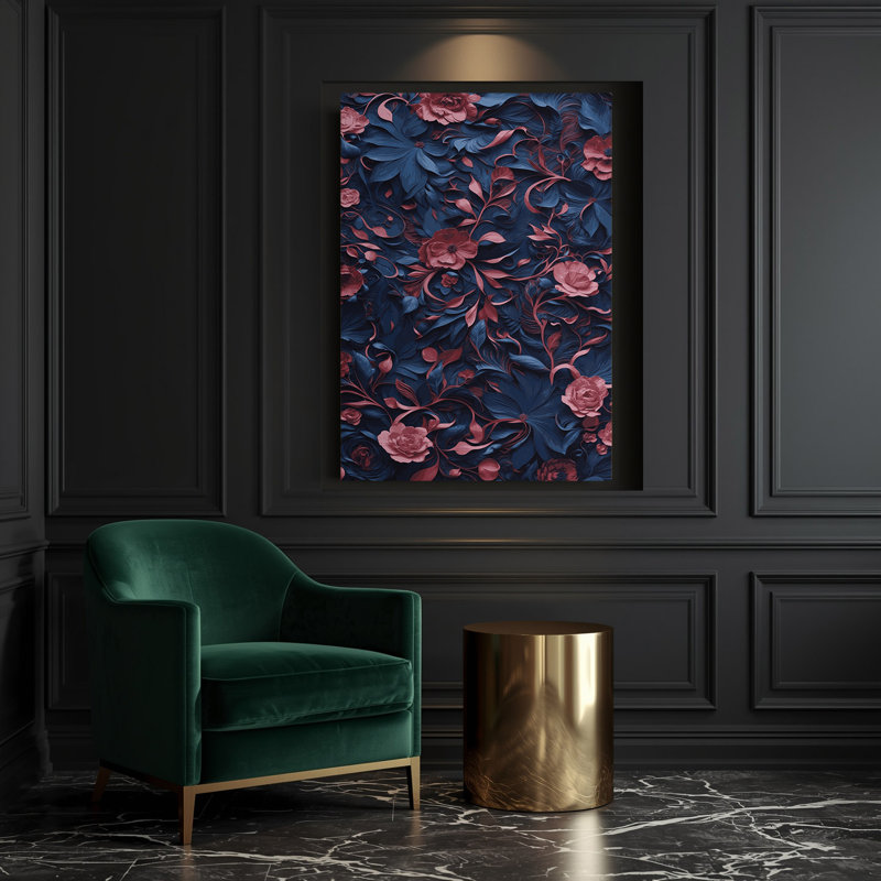 Abstrait floral 23, art mural sur toile grise, H 10 po x l 8 po
