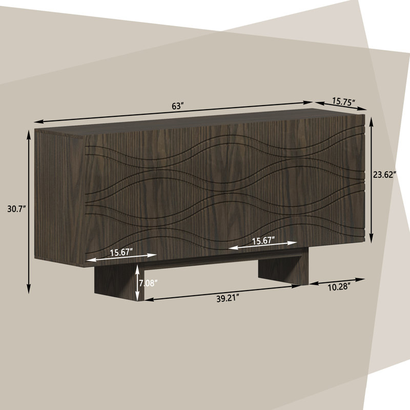 Gulbanu 63'' Buffet Sideboard for Dining Room,Living Room, Brown