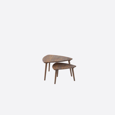 Red Oak Nesting Coffee Tables Set Of 2 Modern Minimalist Tea Table by George Oliver
