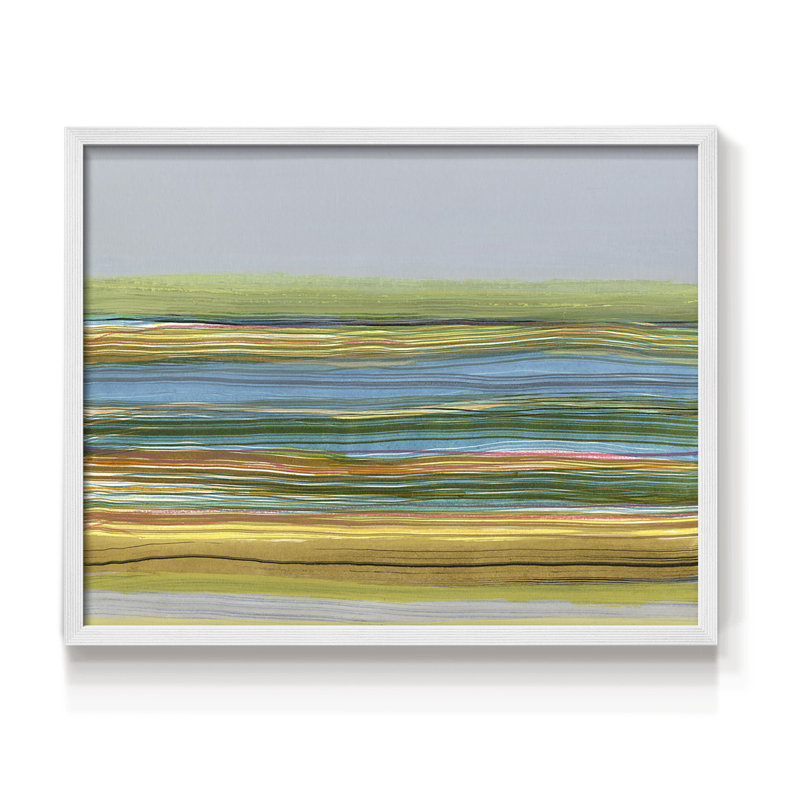 Parallel Striae II - Reproduction encadrée - Restickable, H 22 po x l 28 po, Blanc