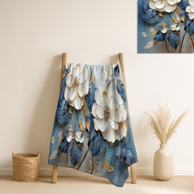 Jeté d'hortensia bleu en tons de gris II - Hortensia