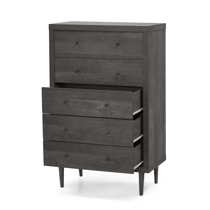 Commode 5 tiroirs Moshe, gris
