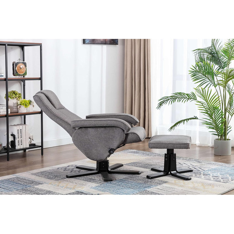 Resnick 29.5cm Wide Swivel Ergonomic Recliner, Black, Grey