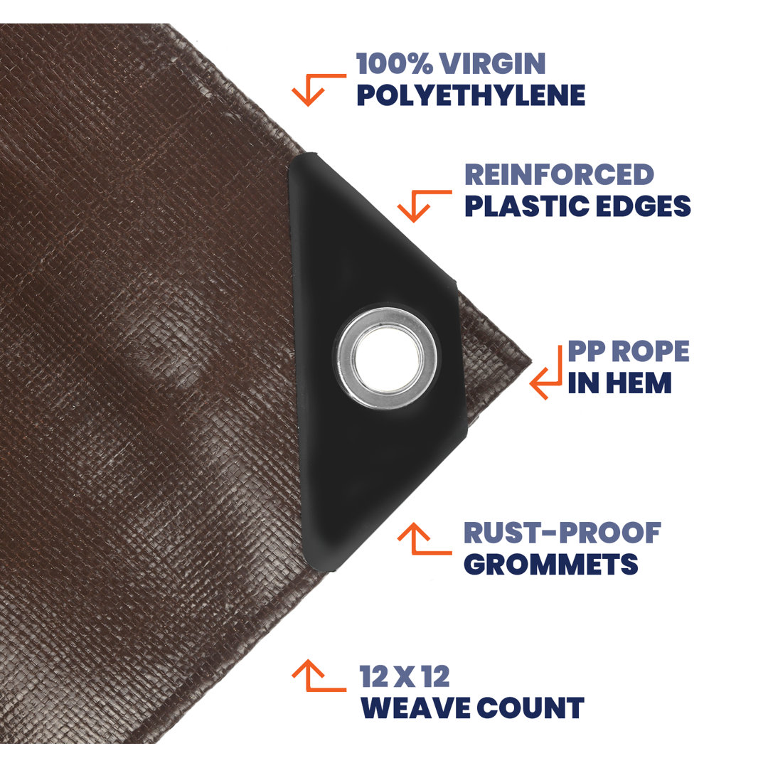 10 ft. x 10 ft. 7 Mil Heavy Duty Polyethylene Tarp, Waterproof, UV Resistant Tarpco Safety 