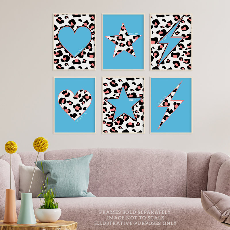Leopard Pattern Bold Shapes Beautiful Bright Strong - 6 Piece No Frame Print Set, 29.7cm H x 21cm W x 0.4cm D