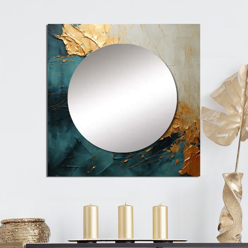 Januell - Grand miroir carré abstrait pour décoration murale, 36 po x 36 po