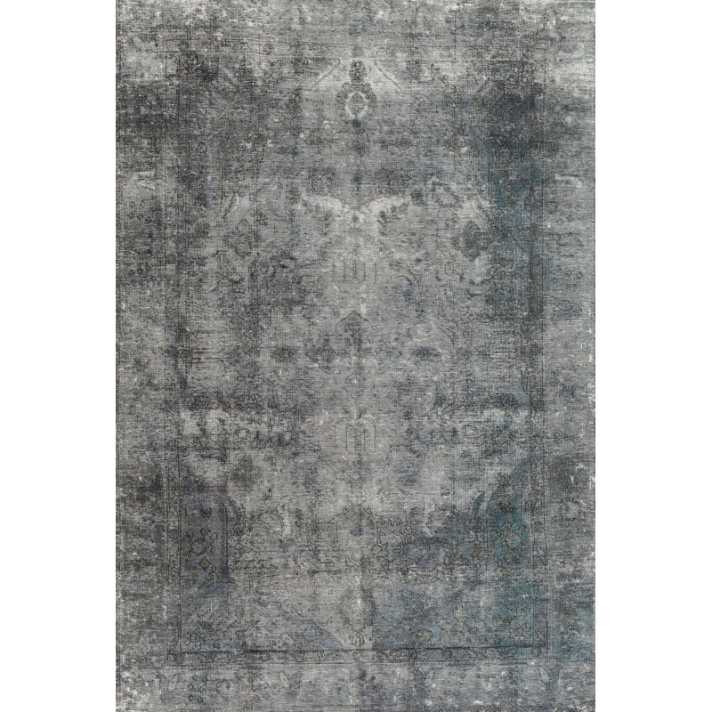 Tapis gris / bleu Shufelt, Carré 8 pi