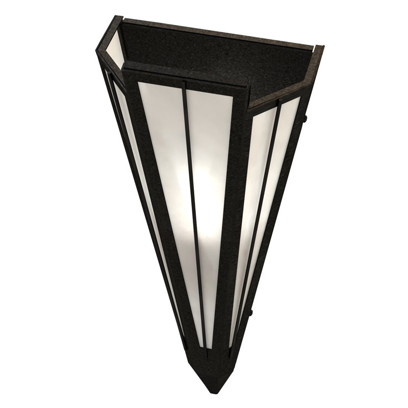 Brum 1 - Light Flush Mounted Sconce, Textured Black, White Art