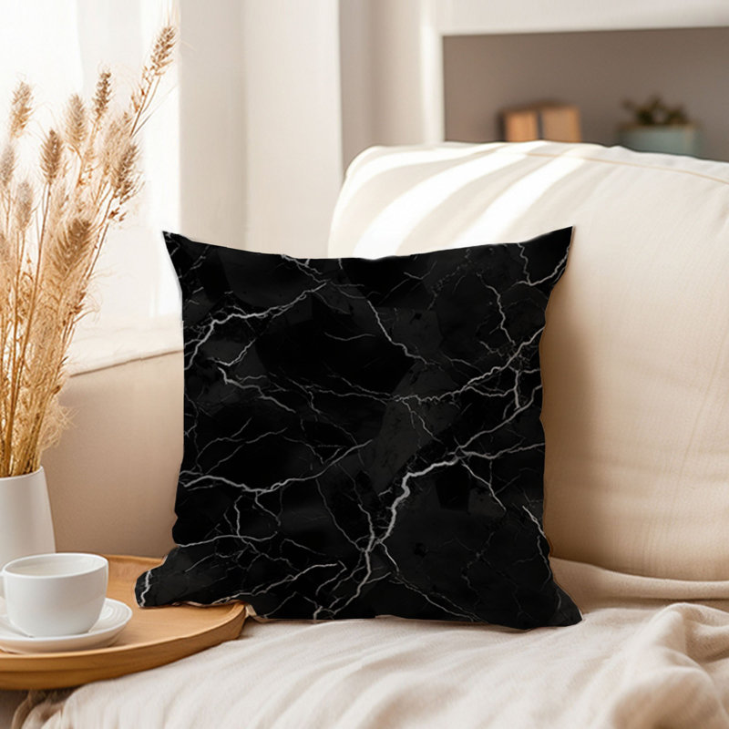 Abstract Black Geode Crystals Marble Pattern IV Modern, 20"H x 20"W