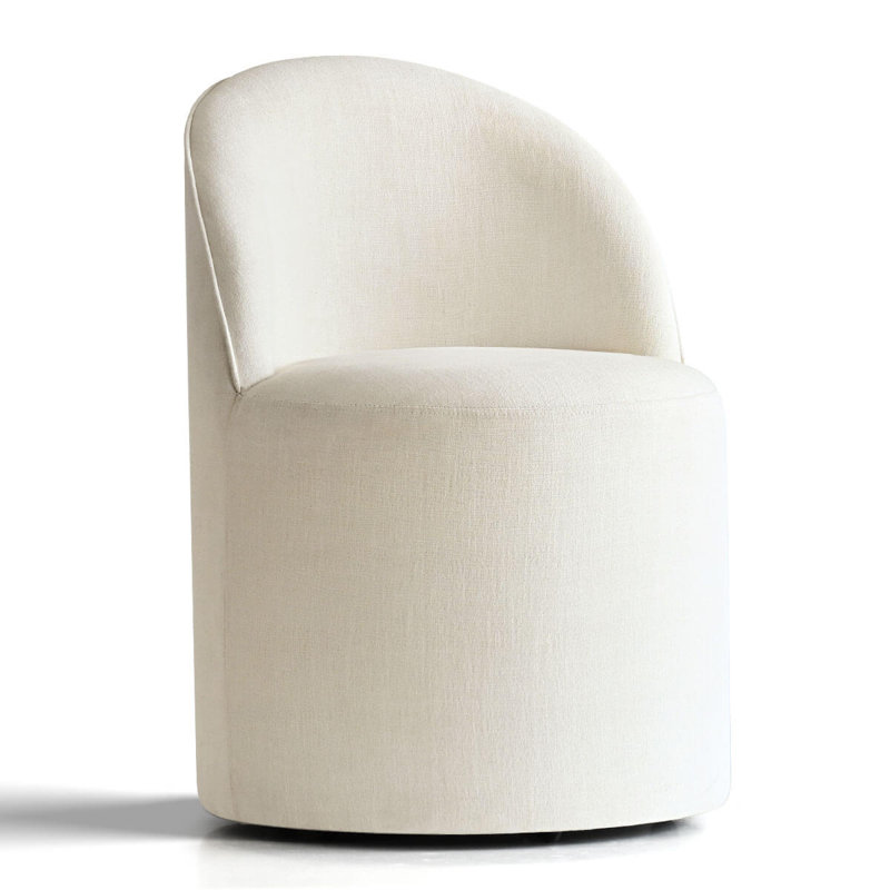 Chaise pivotante en lin avec roulettes cachées, Crème, 1